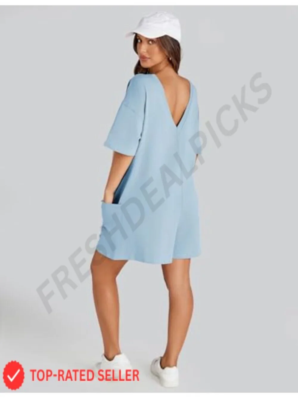 Oversized Cotton Romper Casual Short Sleeve Jumpsuit Wide Leg
